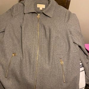 Micheal kors gray pea coat with gold hardware
